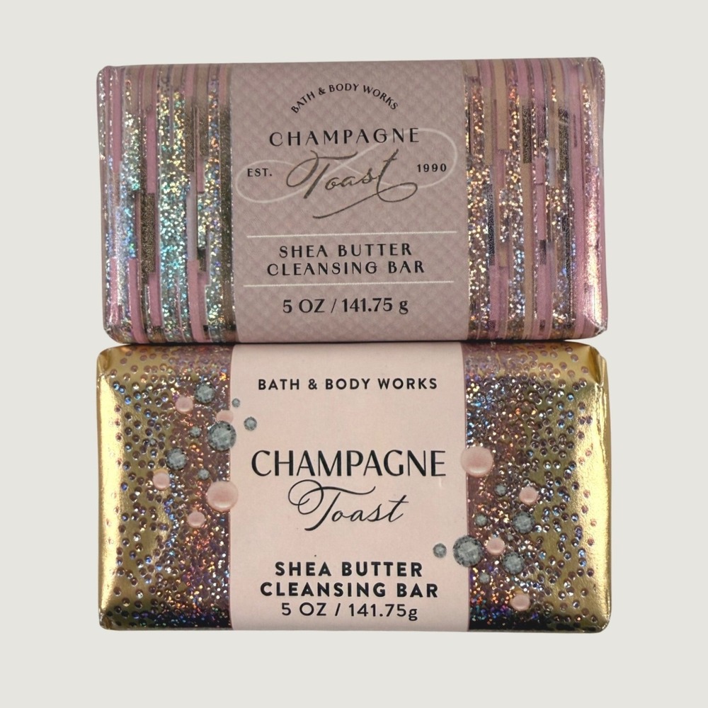 Bath and Body Works Champagne Toast Shea Butter Cleansing Bar 5oz 2 Pack Soap
